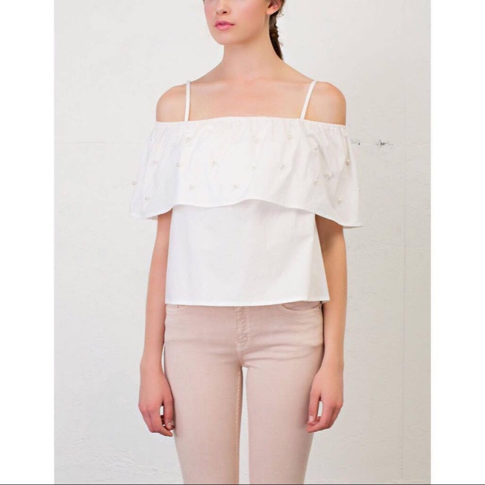 NWT Off the Shoulder Top with Pearls